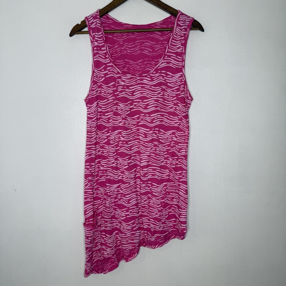 Fresh Produce Dress Womens Medium Pink White Asymmetrical Tank Supima Cotton USA